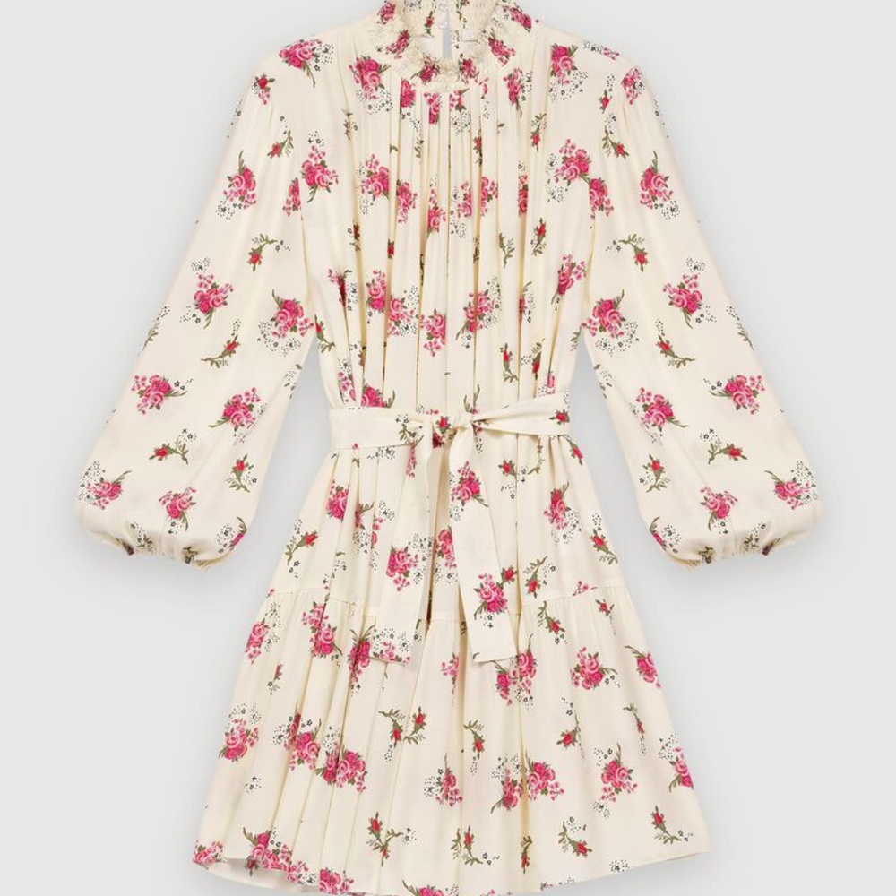 Maje Baby Doll Dress in printed crêpe
